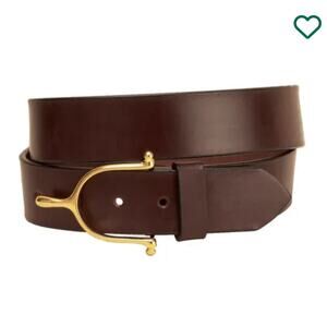 Tory Leather 1.5” Belt with Solid Brass Spur Buckle Brown Size 28